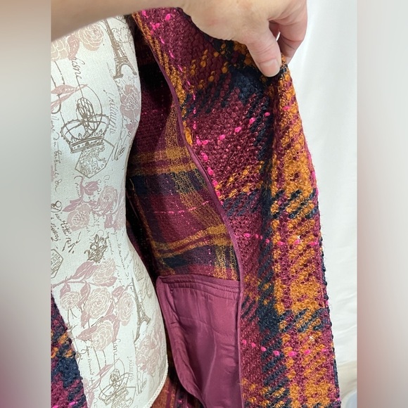 A NEW DAY Maroon, orange &‎ black plaid wool blend jacket size M - Picture 10 of 14